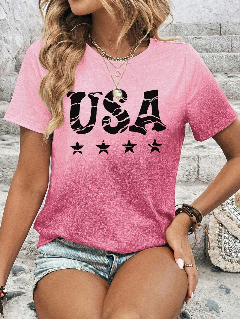 Women's USA Tie Dye Printed T-Shirt