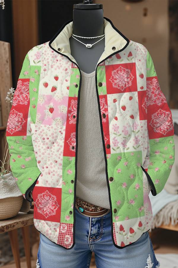 Retro patchwork printed cotton coat
