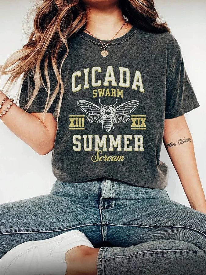 Women'S Cicada Swarm Summer Scream Print T-shirt