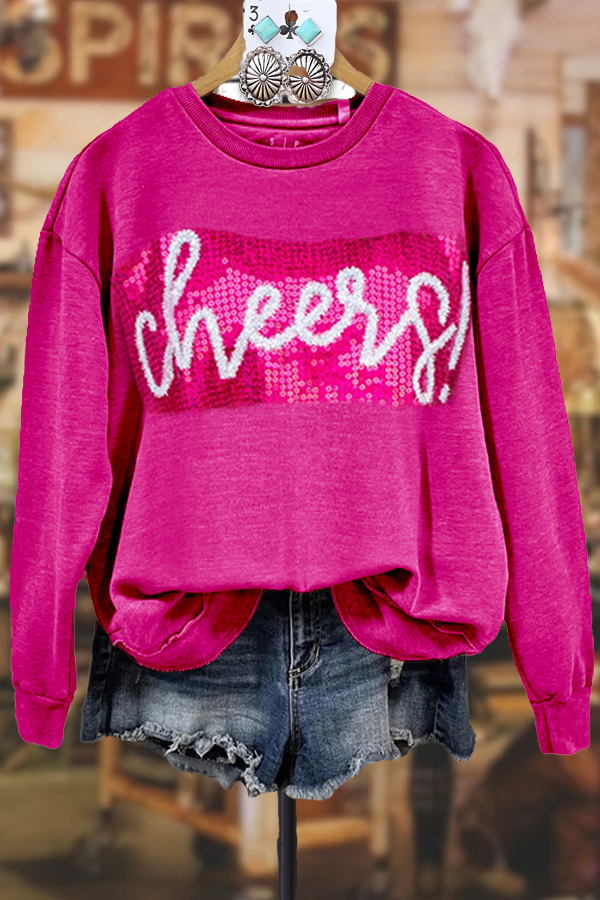 Casual Sequin Rope Embroidery Sweatshirt