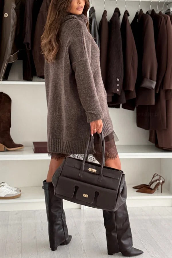 Breezy City Knit Turtleneck Long Sleeve Relaxed Sweater