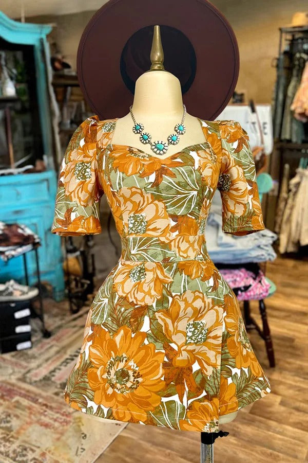 Pretty Sunflower Print Romper