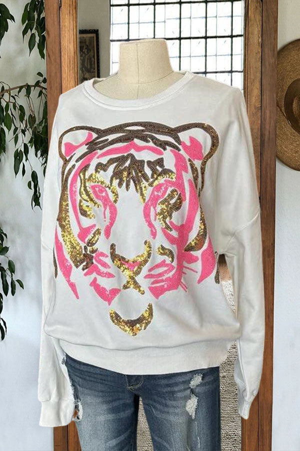 Comfy Sequin Tiger Sweatshirt