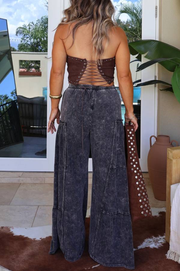 Vera Tiered Lounge Pants Washed Black