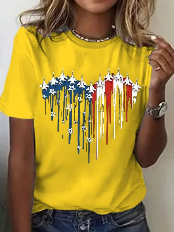 Women's Flag Independence Day Printed Casual T-Shirt