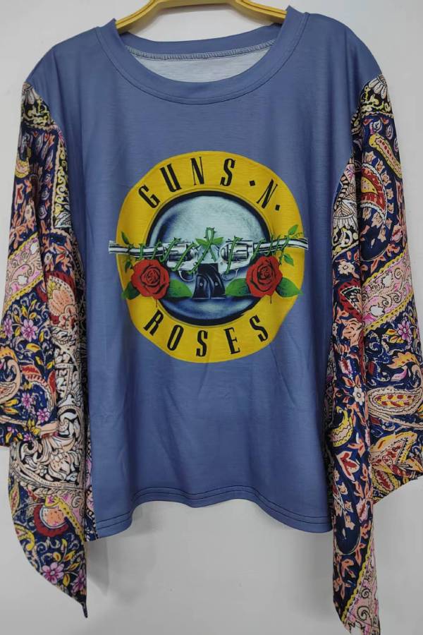 Band Element Paisley Sleeve Oversized Top