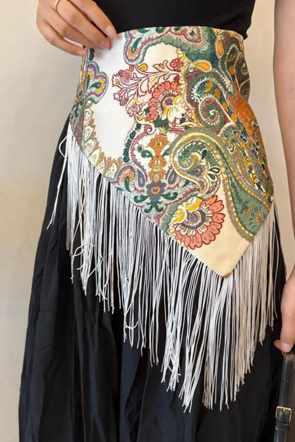 Bohemian-style Triangular Scarf Belt with Tassels