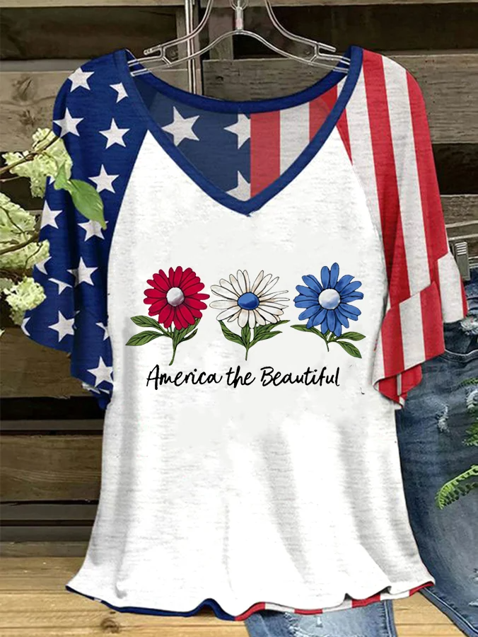 Women's America the Beautiful Printed Short Sleeve T-Shirt