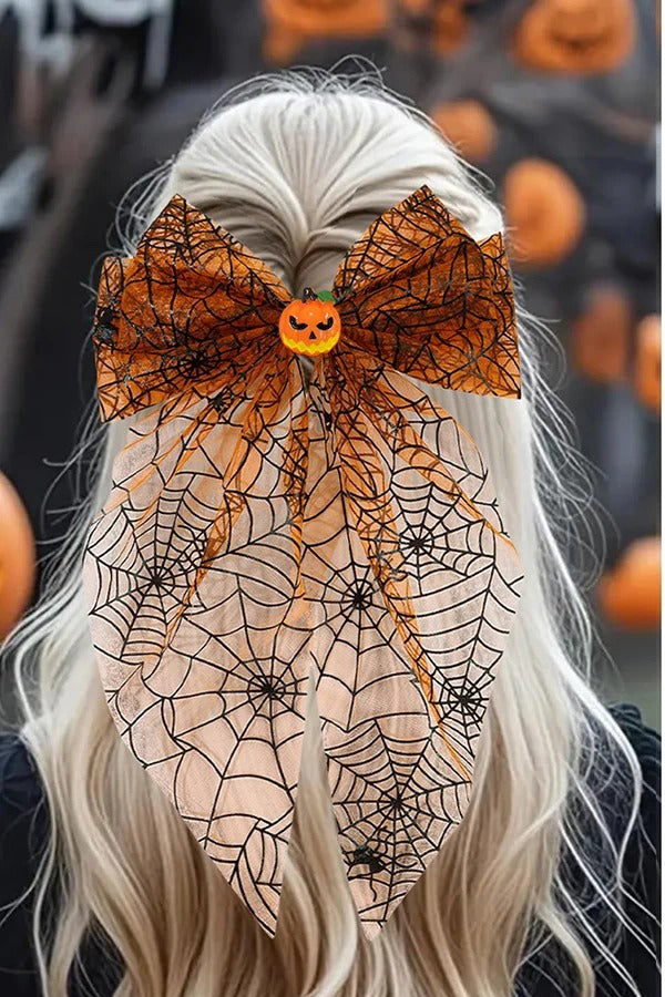 Large Halloween Mesh Bow Hair Clip