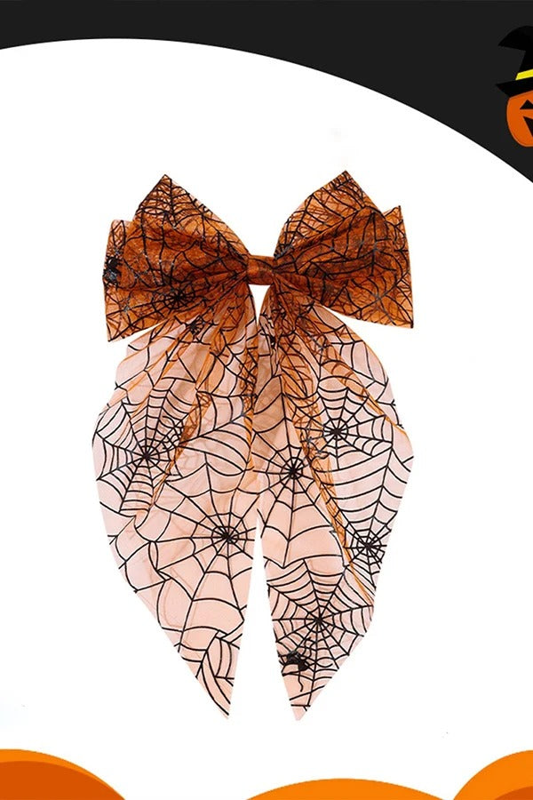 Large Halloween Mesh Bow Hair Clip
