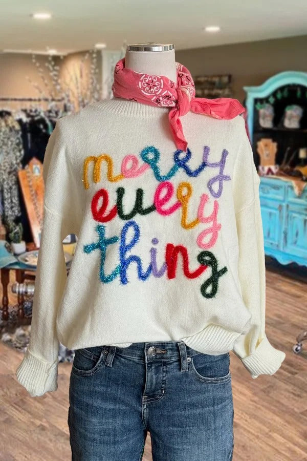 Colorful Merry Everything Sweater