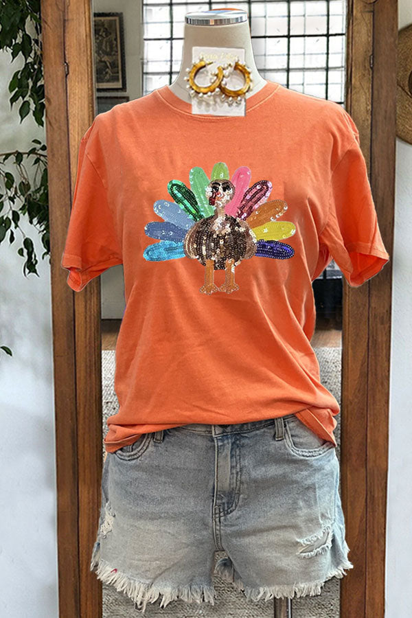 Turkey Sequin Casual T-shirt