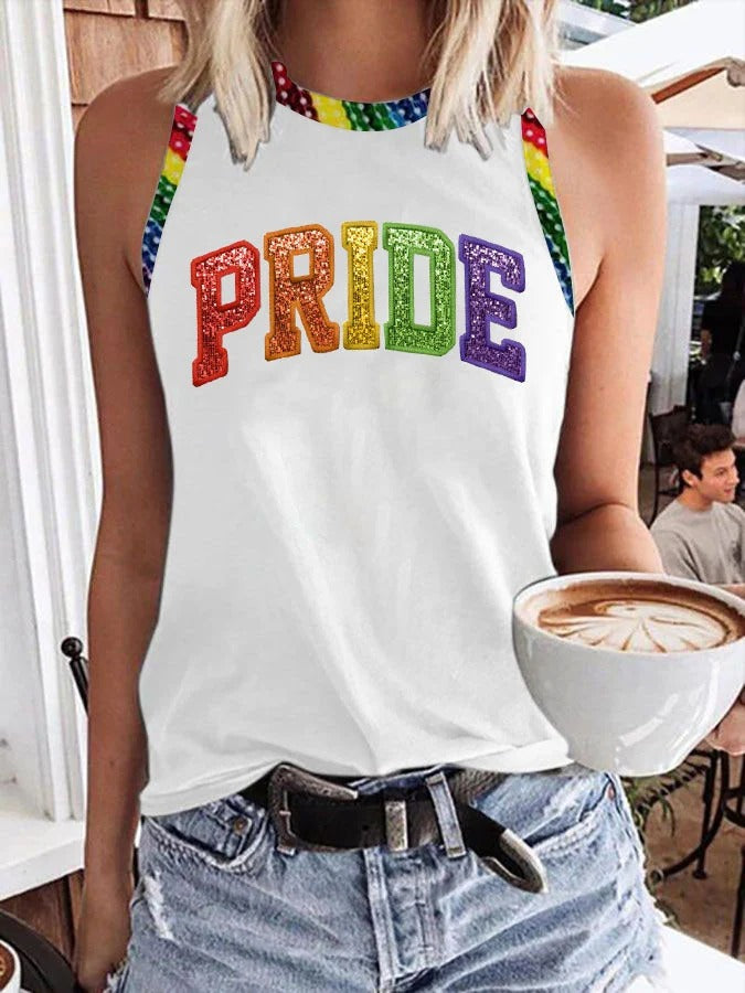 Women's Pride Month Rainbow Design Casual Tank Top