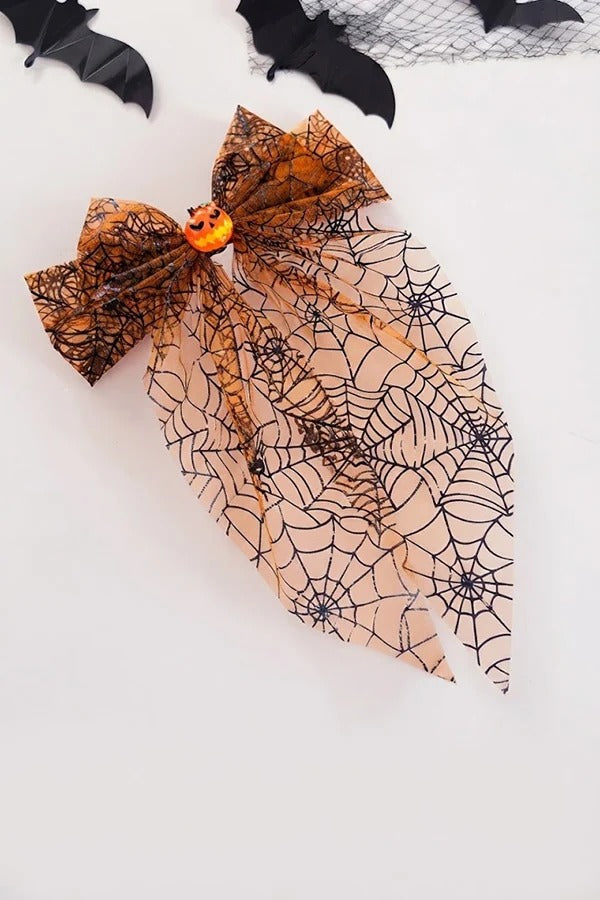 Large Halloween Mesh Bow Hair Clip