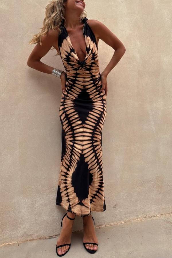 AGRA long hooded dress, black tie