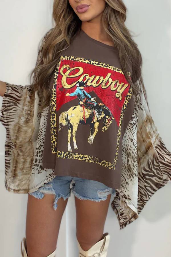 Cowboy Zebra Kimono Top