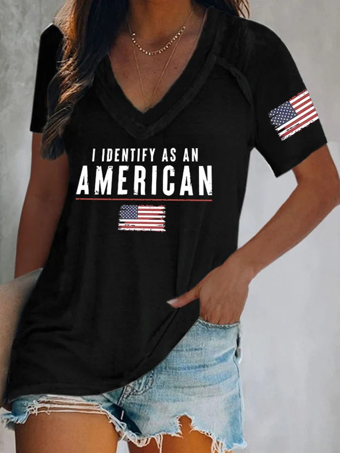 Women's I Identify As An American Print T-Shirt
