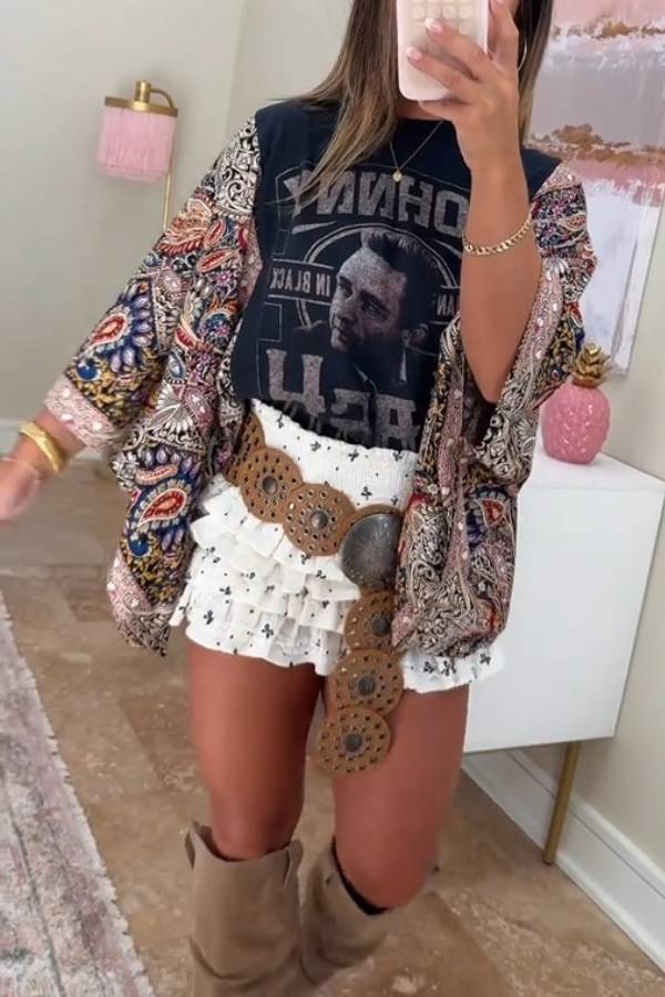 Johnny Cash Paisley Kimono Top