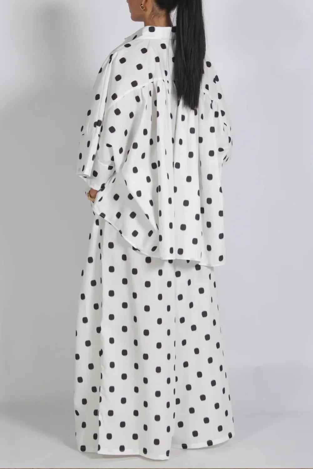 Polka Dot Loose Shirt Wide-leg Pants Two-piece Set