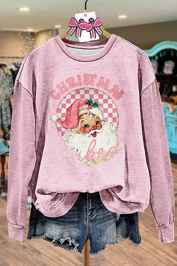 Cute Santa Print Casual Sweatshirt