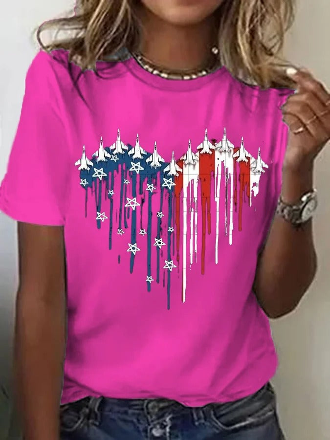 Women's Flag Independence Day Printed Casual T-Shirt