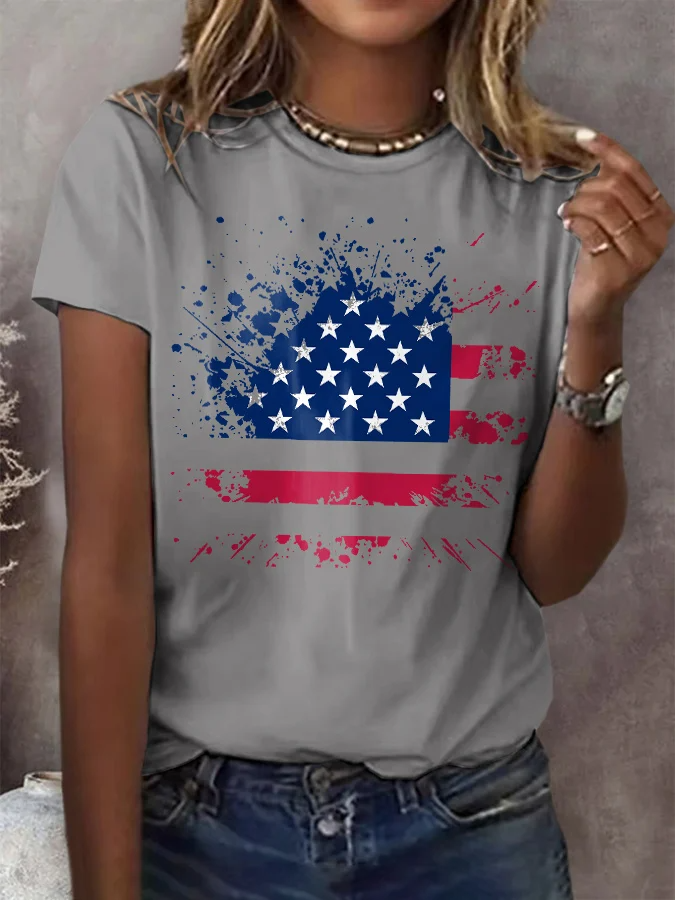 Women's Flag Print Casual T-Shirt