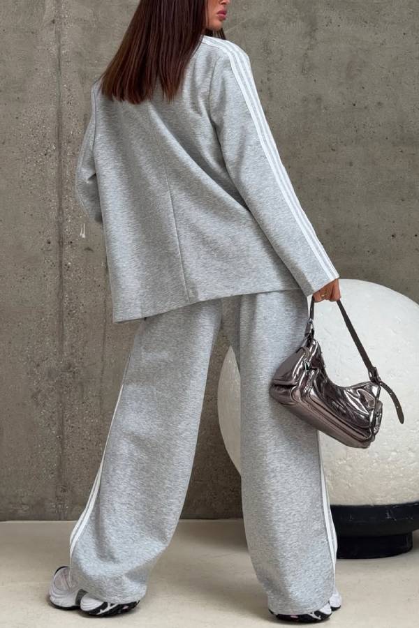 American Stripe Casual Blazer Two-Piece Set