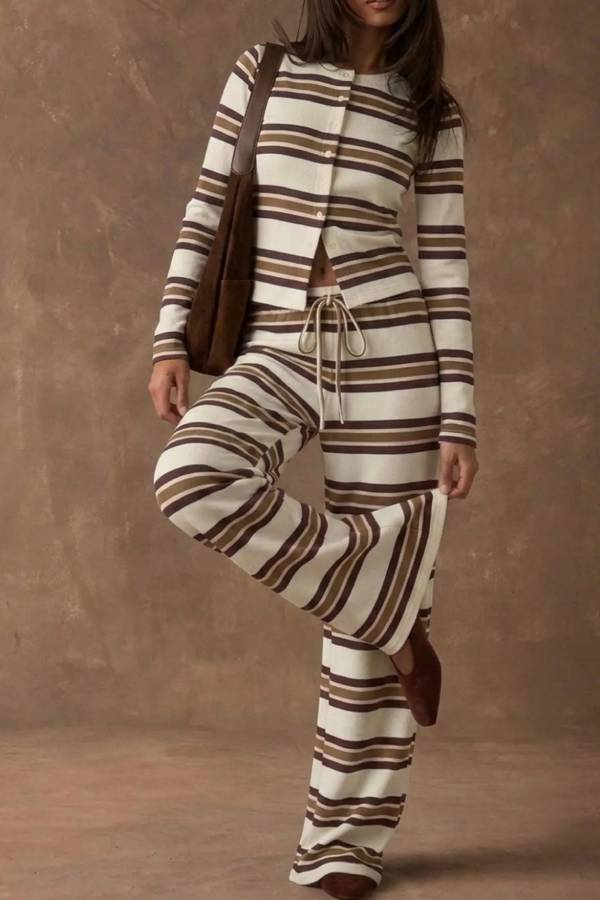Vintage Stripe Flare Pant Set