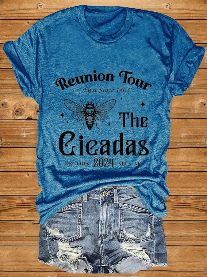 Women's The Cicadas Reunion Tour Print V Neck T-shirt