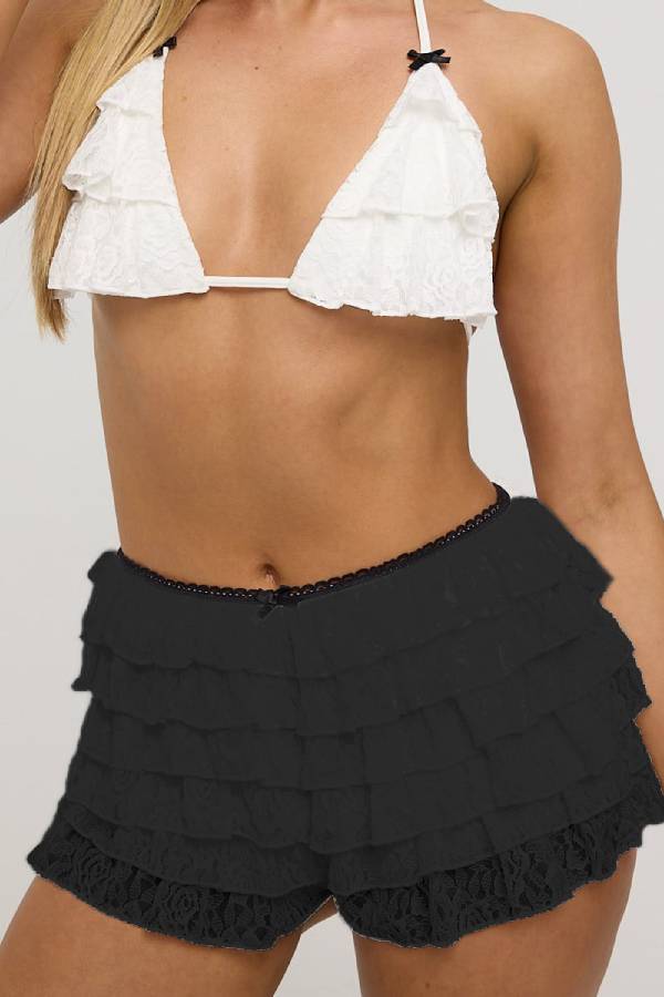 Multi-layer Lace Ruffle Balletcore Shorts