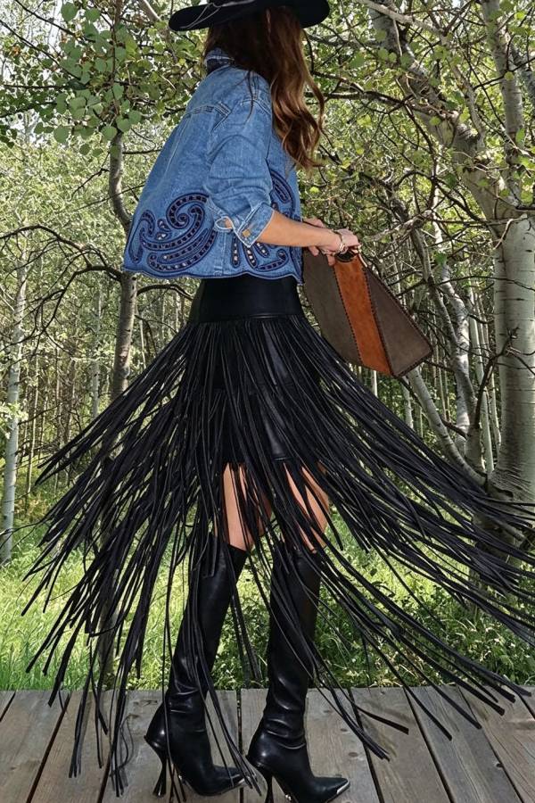 Karoline Denim Embroidered Flower Cutout Design Button Long Sleeve Jacket