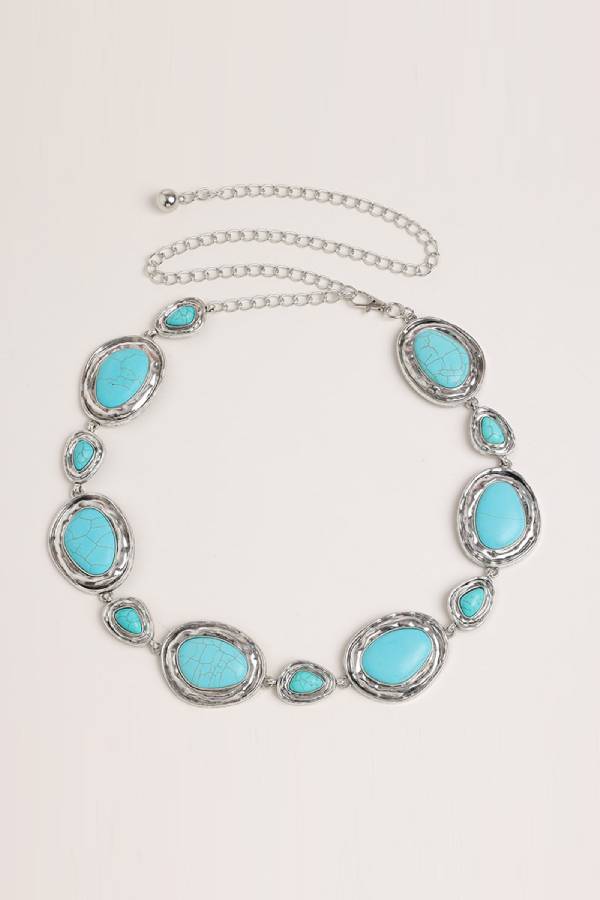 Vintage Turquoise Oval Alloy Waist Chain