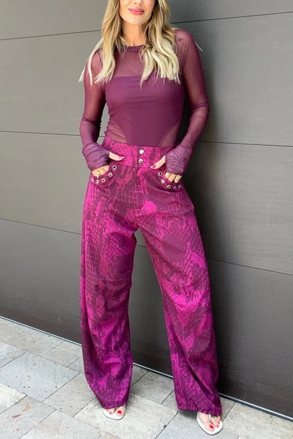 Free Moment Mesh Crew Neck Long Sleeve Stretch Bodysuit
