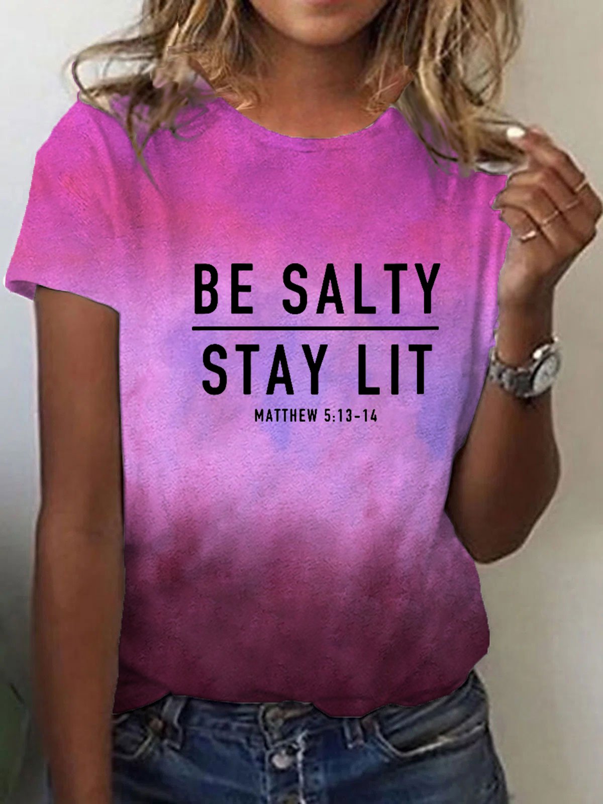 Women's Be Salty And Stay Lit Printed T-Shirt