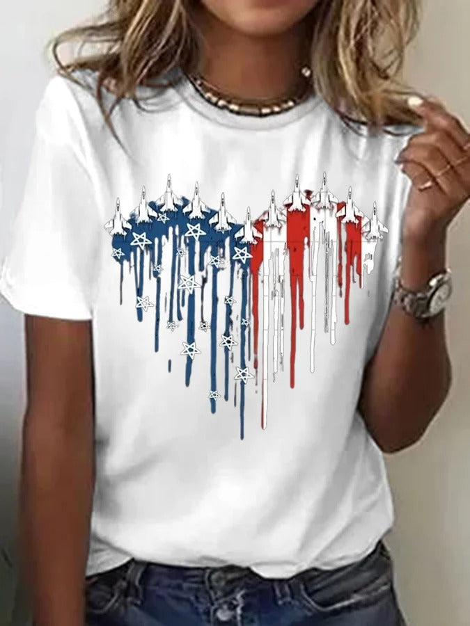 Women's Flag Independence Day Printed Casual T-Shirt