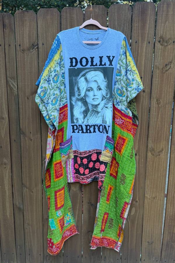 Dolly Parton Kantha Patchwork Kimono Sleeve Top