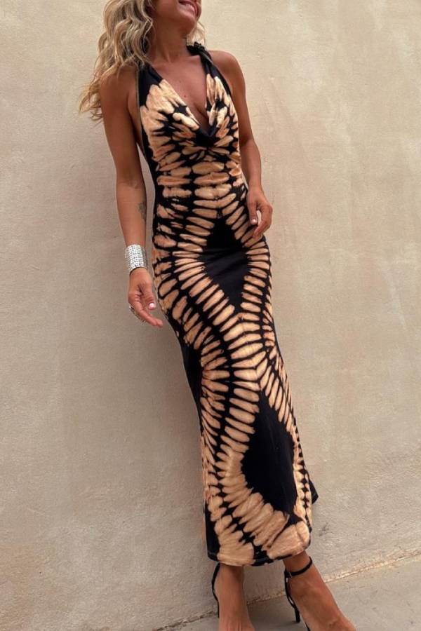 AGRA long hooded dress, black tie