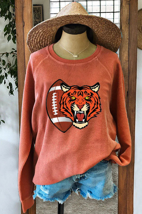 Tiger Football Pattern Sweatshirt