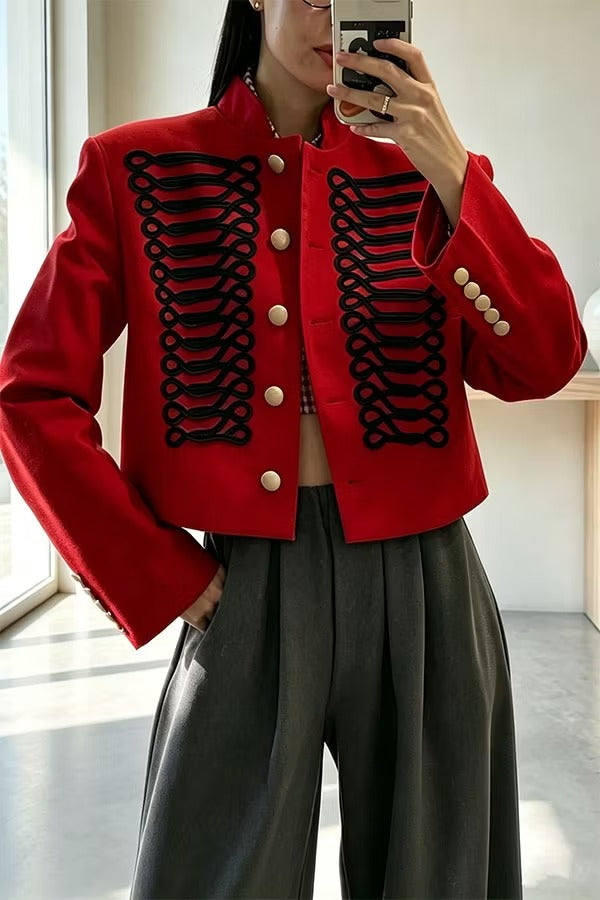 Aura Regal Military Corded Crop Jacket