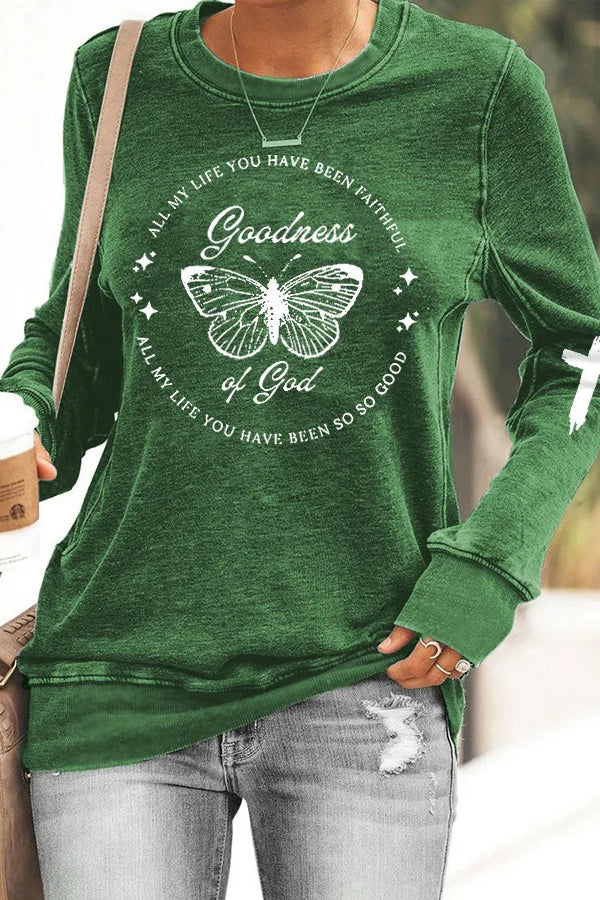 Women's Goodness Of God Butterfly Casual Sweatshirt