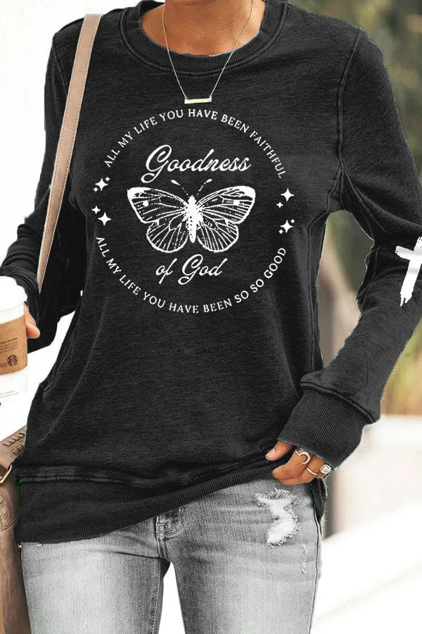 Women's Goodness Of God Butterfly Casual Sweatshirt