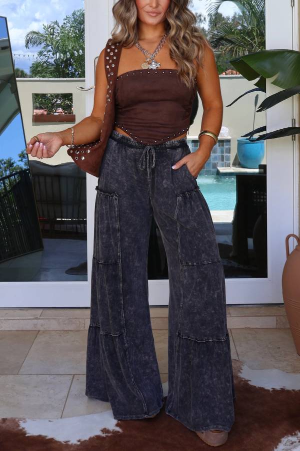 Vera Tiered Lounge Pants Washed Black