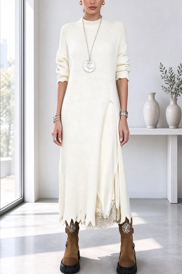 Clara Split-Hem Knit & Lace Set