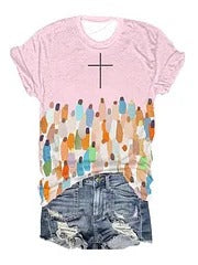 Women'sFaith Respect Jesus Cross Print T-Shirt