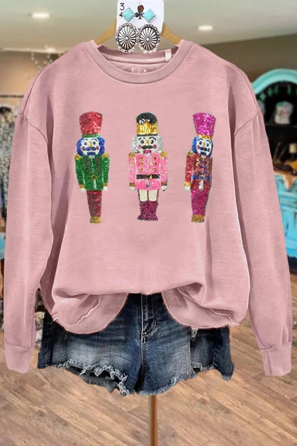 Casual Nutcracker Print Crew Neck Sweatshirt