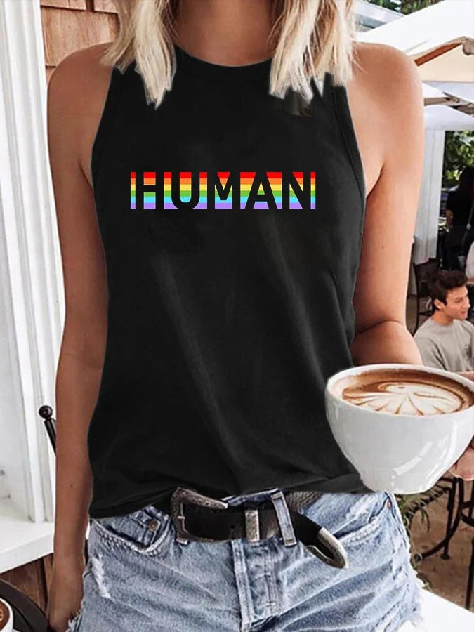 Women's Human LGBT Print Tank Top 5 评价