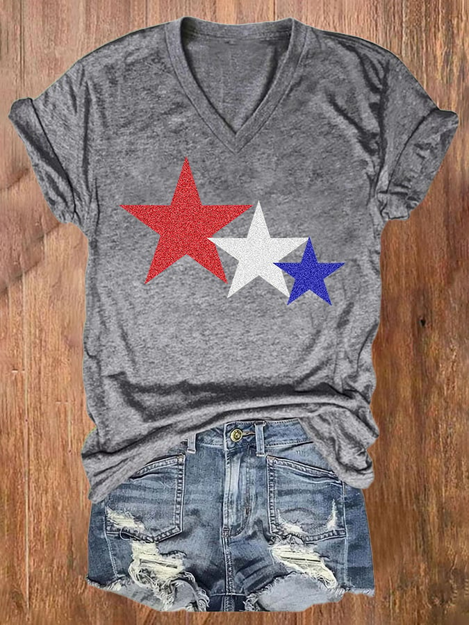 Women's Star Print Independence Day T-Shirt