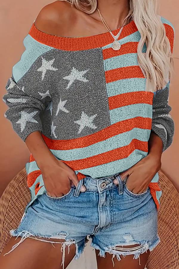 US flag long-sleeve top