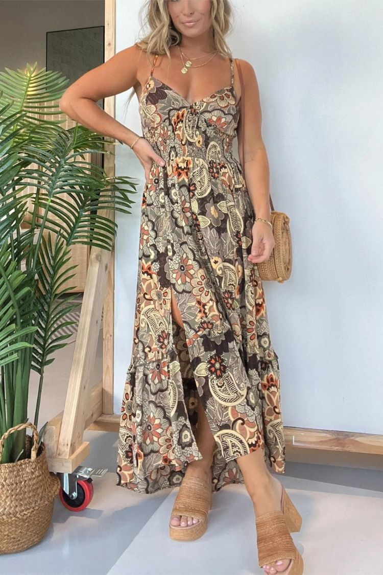 Women's Spaghetti Strap Floral Maxi Dress