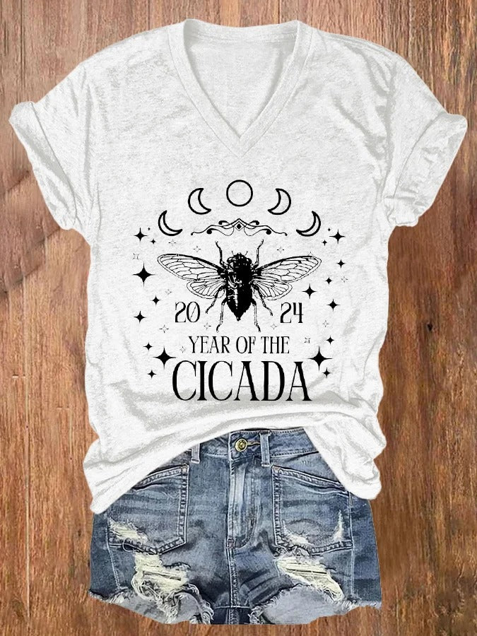 Women'S 2024 Year of The Cicada Print Casual T-Shirt